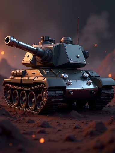 Iron Deck card art: a battle tank rolling through dust